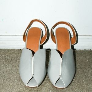 Open toe sling back block heels